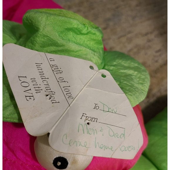 Vintage 1991 Platinum Embrace Parachute Puffy Pink Green Snake Plush Puppet 63" - Picture 3 of 12